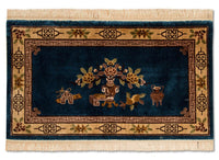 China Seide Teppich 69x122cm - Orientteppich - dunkelblau – product image
