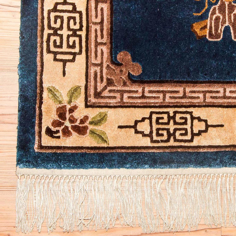 China Seide Teppich 69x122cm - Orientteppich - dunkelblau