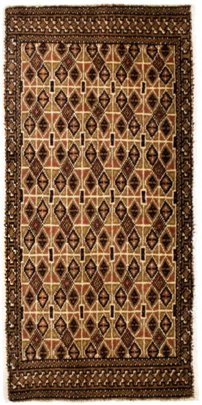 Turkaman Teppich 50x100cm - Orientteppich - mehrfarbig