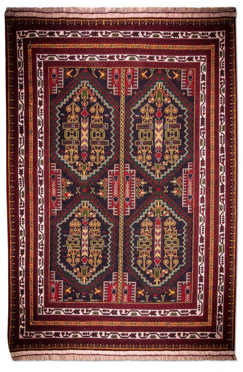 Afghan Teppich 92x145cm - Orientteppich - blau