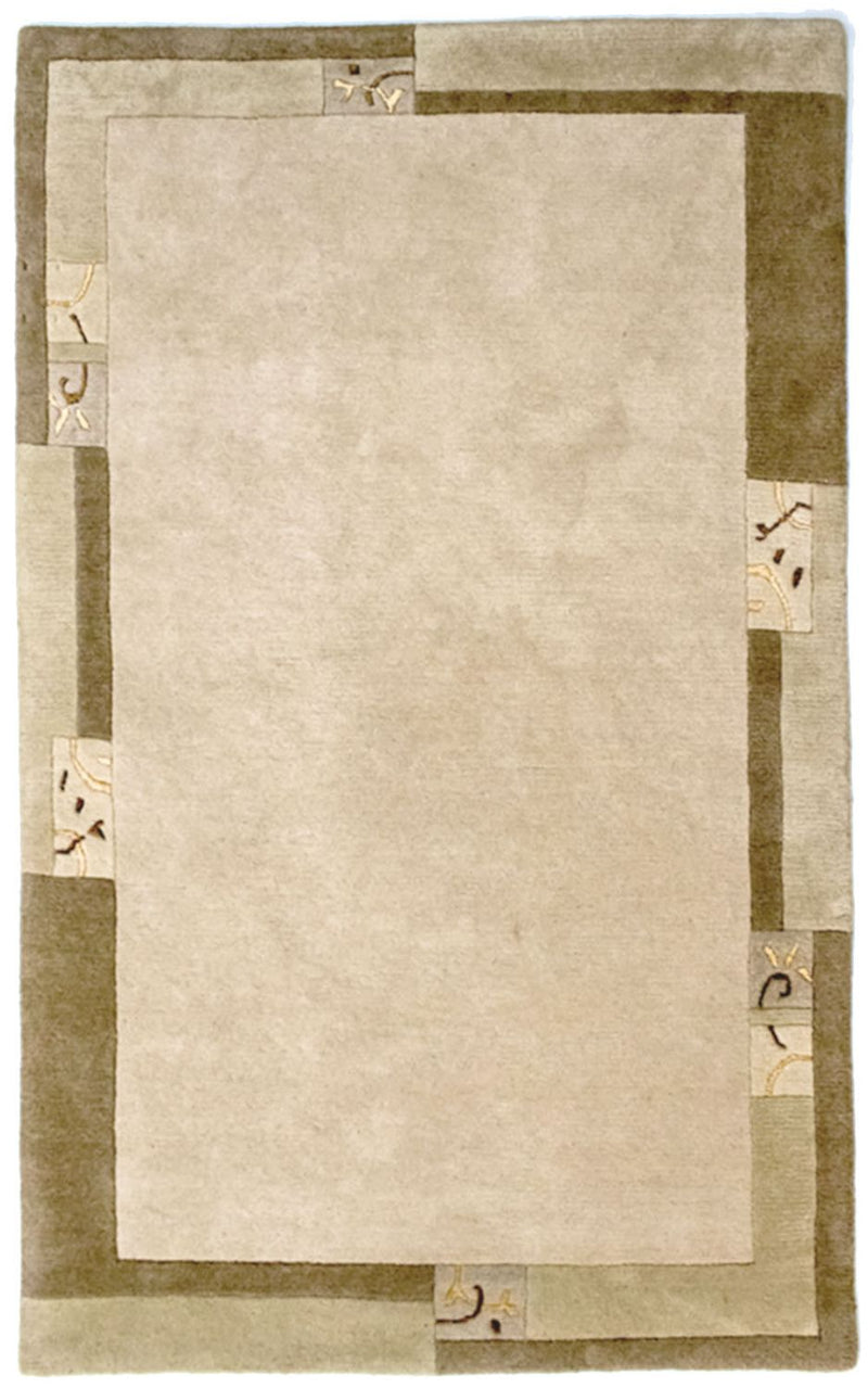 Nepal Teppich 121x191cm - Wollteppich - beige