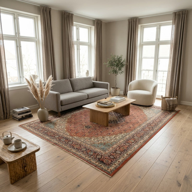 Ardebil Teppich 206x288cm - Perserteppich - hellrot