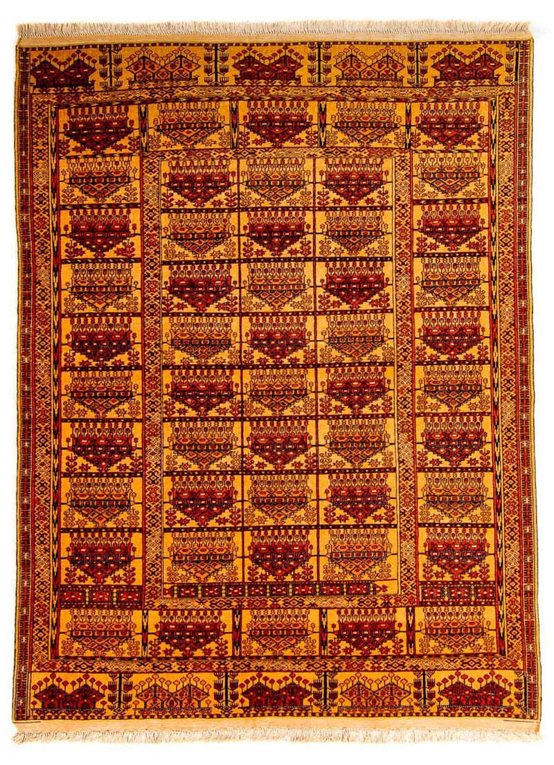 Afghan Seide Teppich 126x173cm - Orientteppich - gold