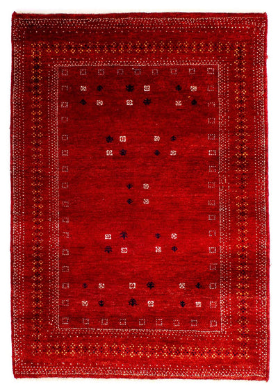 Loribaft Teppich Perser 81x120cm - Wollteppich - dunkelrot