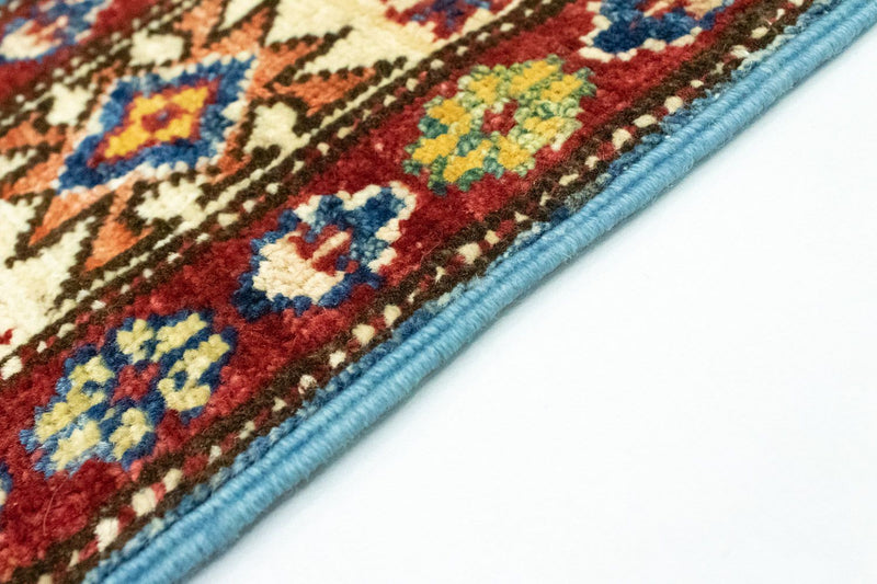 Kazak Teppich 75x130cm - Orientteppich - hellblau