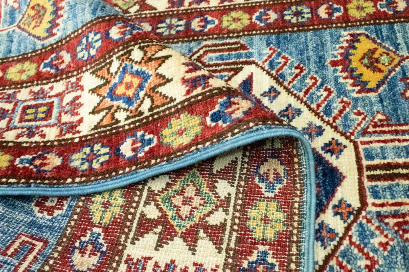 Kazak Teppich 75x130cm - Orientteppich - hellblau