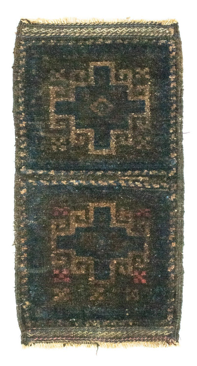 Afghan Teppich 25x47cm - Orientteppich - blau