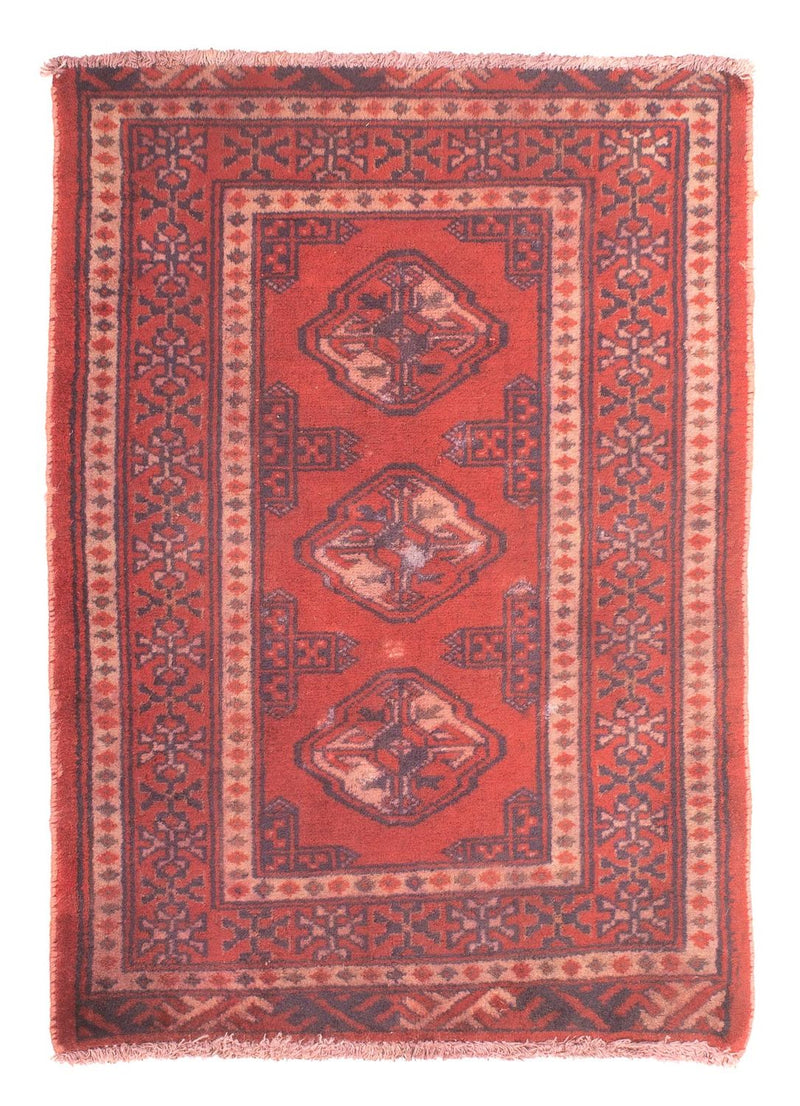 Turkaman Teppich 57x86cm - Orientteppich - dunkelrot
