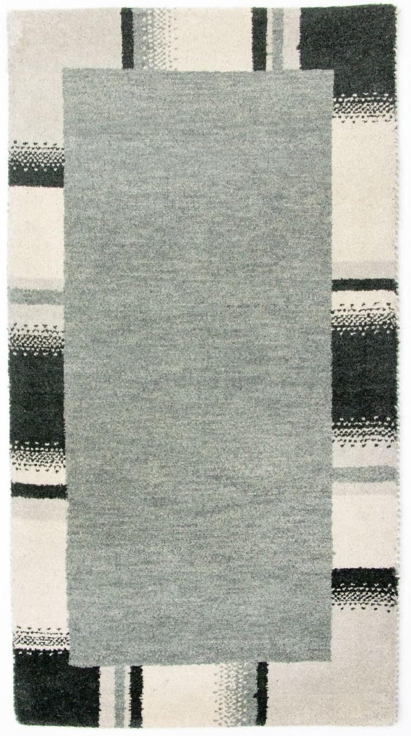 Gabbeh Teppich Indus 72x141cm - Wollteppich - silber