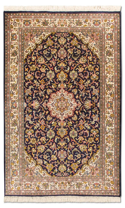 Kaschmir Seide Teppich 93x150cm - Orientteppich - dunkelblau