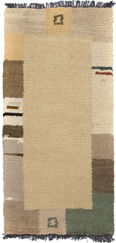 Nepal Teppich 70x140cm - Wollteppich - hellbraun