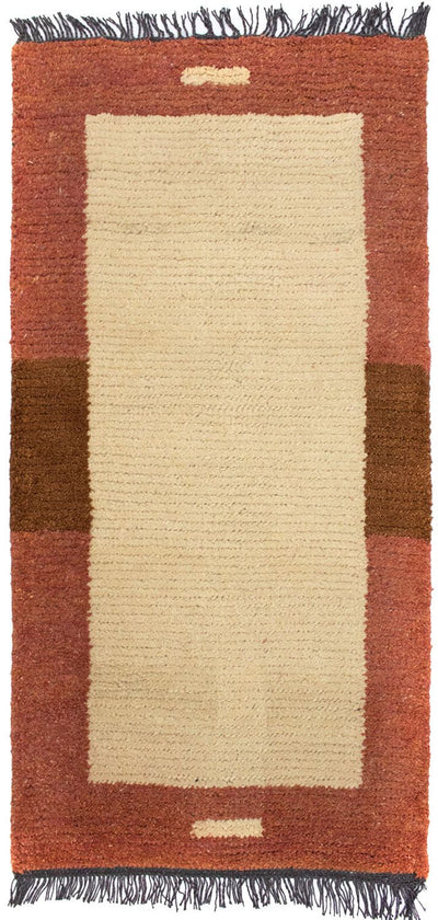 Nepal Teppich 70x140cm - Wollteppich - beige