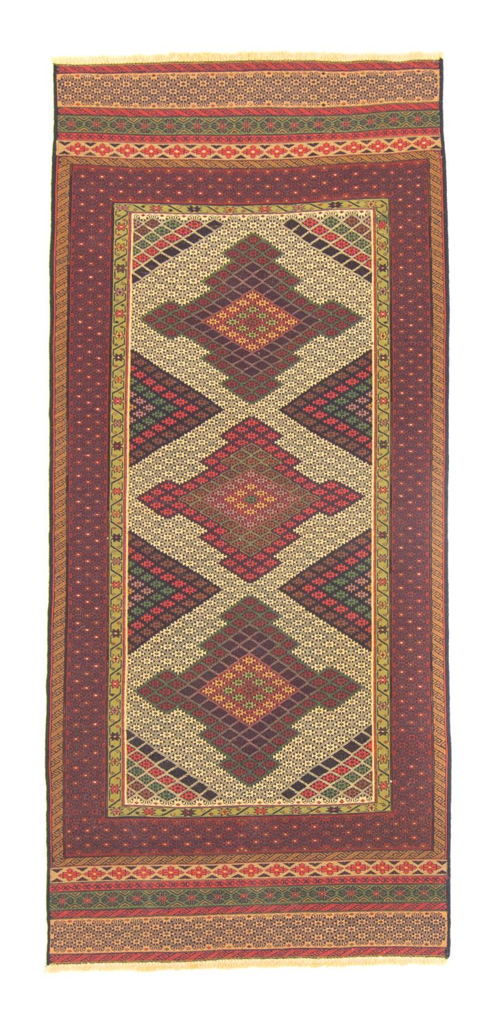 Kelim Afghan Teppich 88x191cm - braun