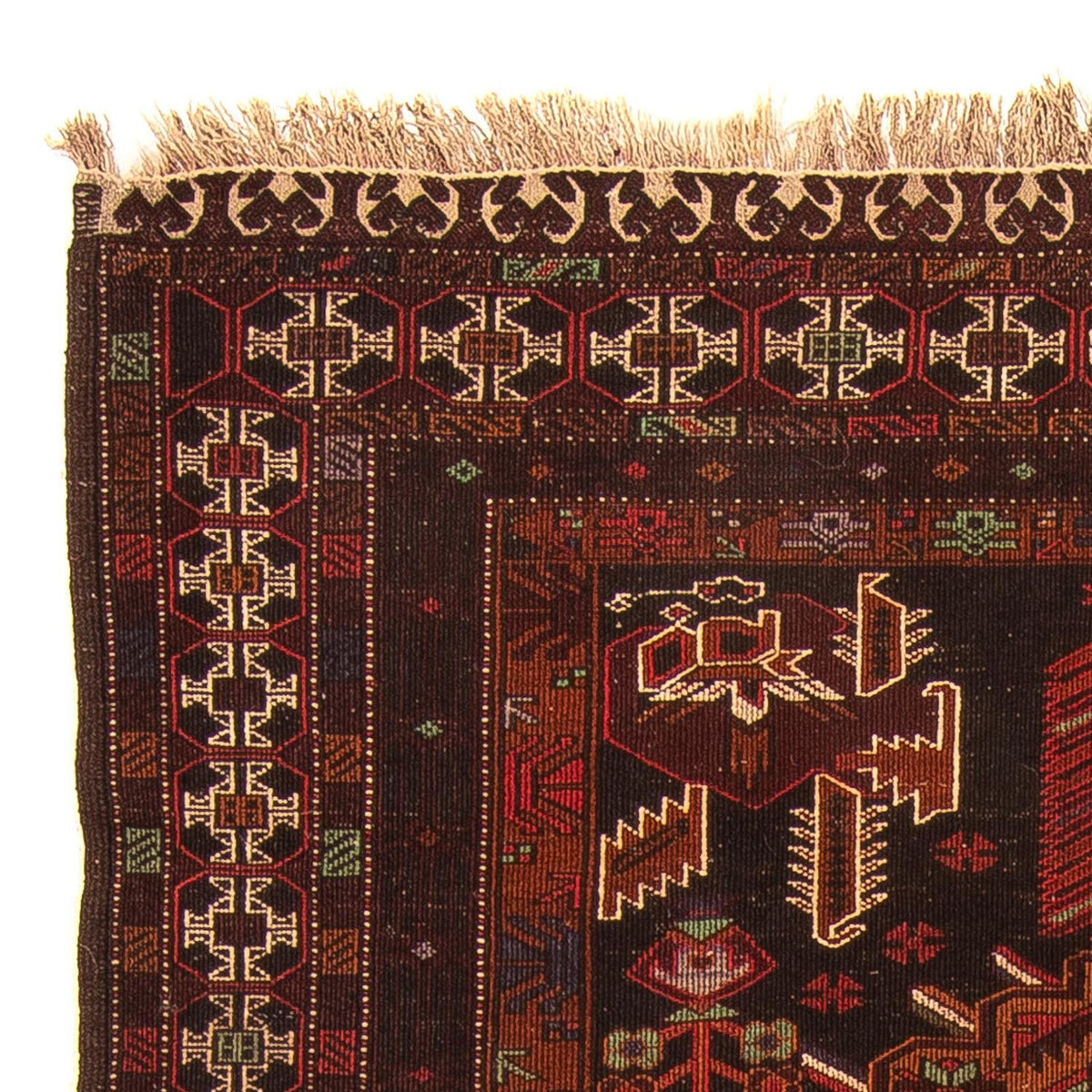 Afghan Teppich 127x189cm - Orientteppich - braun