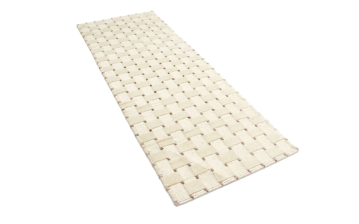 Nepal Teppich 70x200cm - Wollteppich - beige