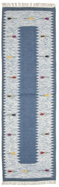 Kelim Modern Teppich 80x250cm - blau – product image