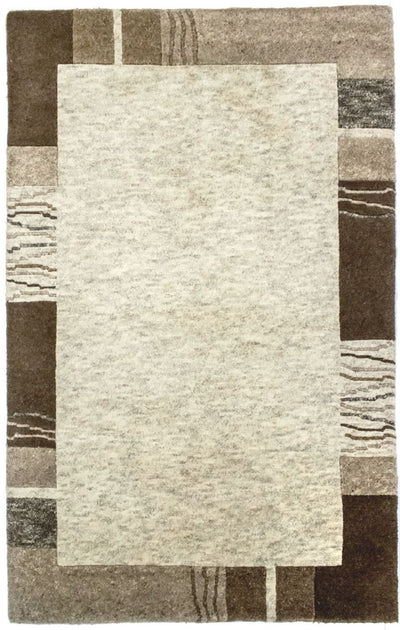 Nepal Teppich 118x183cm - Wollteppich - beige