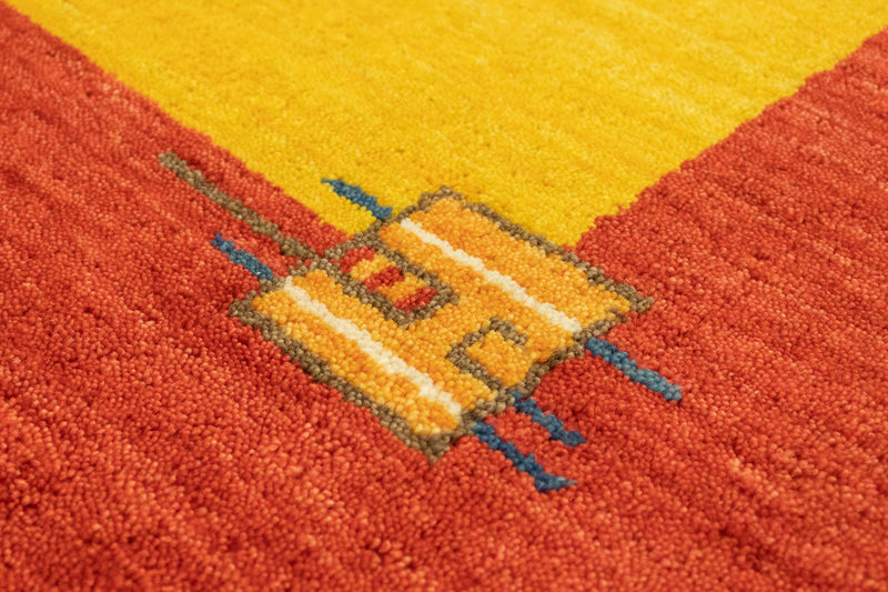 Gabbeh Teppich Indus 250x300cm - Wollteppich - gold