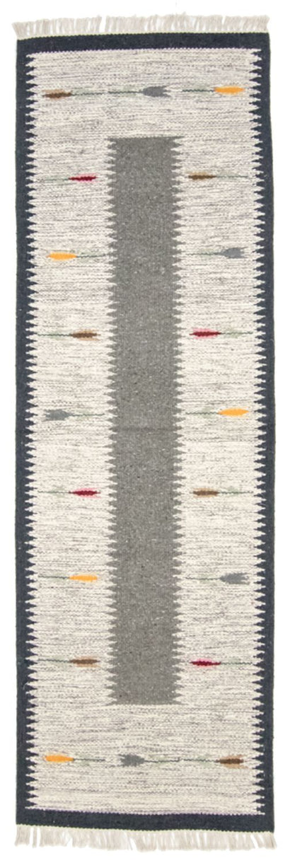 Kelim Modern Teppich 80x250cm - grau