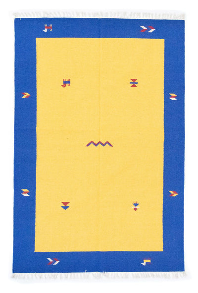 Kelim Modern Teppich 140x200cm - gelb
