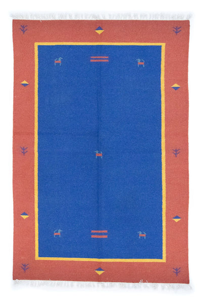 Kelim Modern Teppich 140x200cm - blau