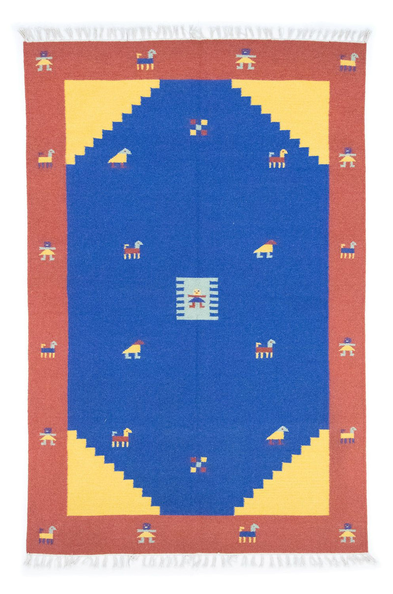 Kelim Modern Teppich 140x200cm - blau