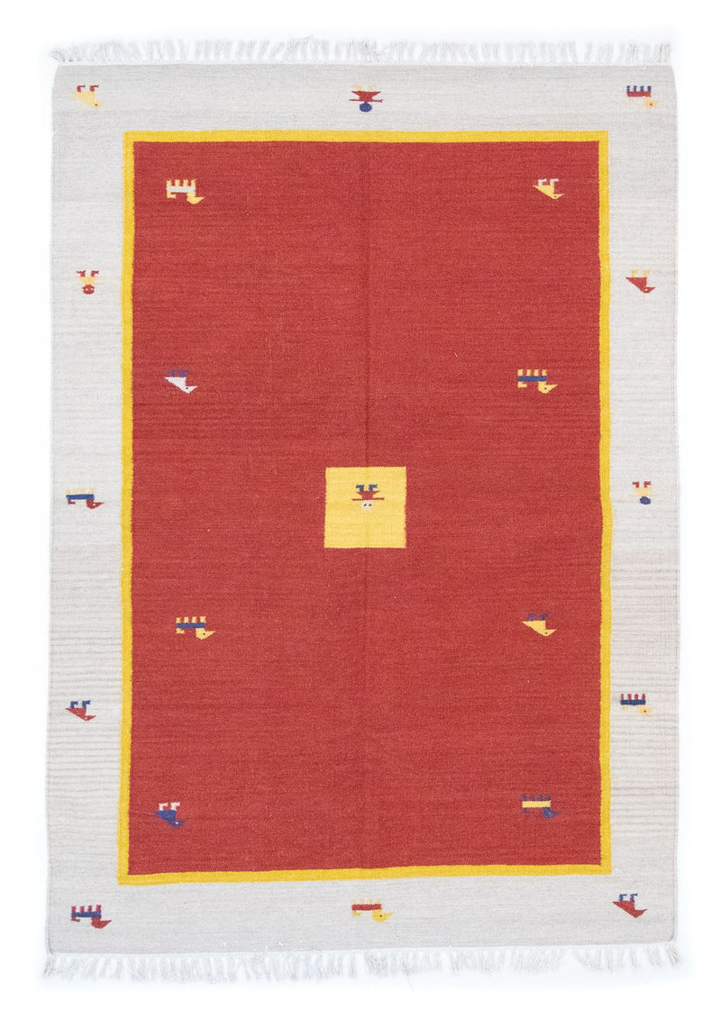 Kelim Modern Teppich 140x200cm - rot