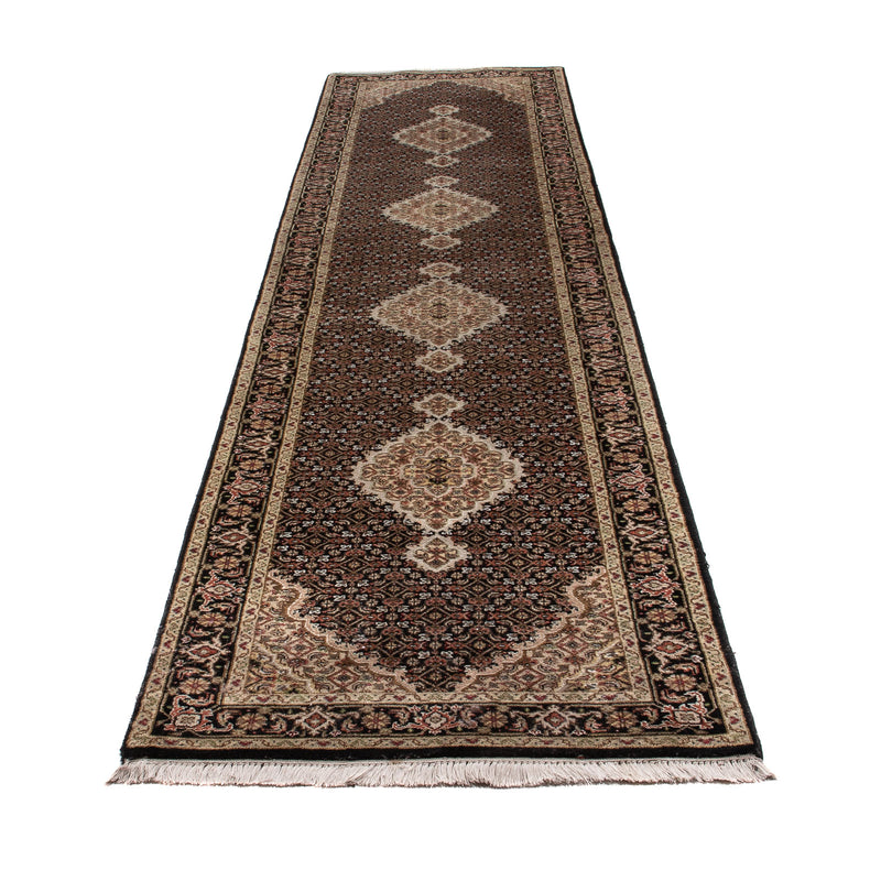 Indo Täbriz Teppich 81x372cm - Orientteppich - schwarz