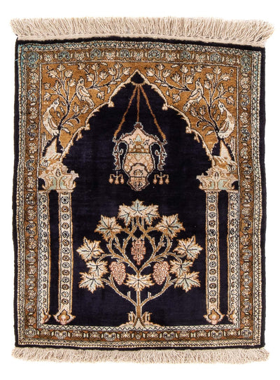 Ghom - Seide Teppich 57x72cm - Perserteppich - dunkelblau