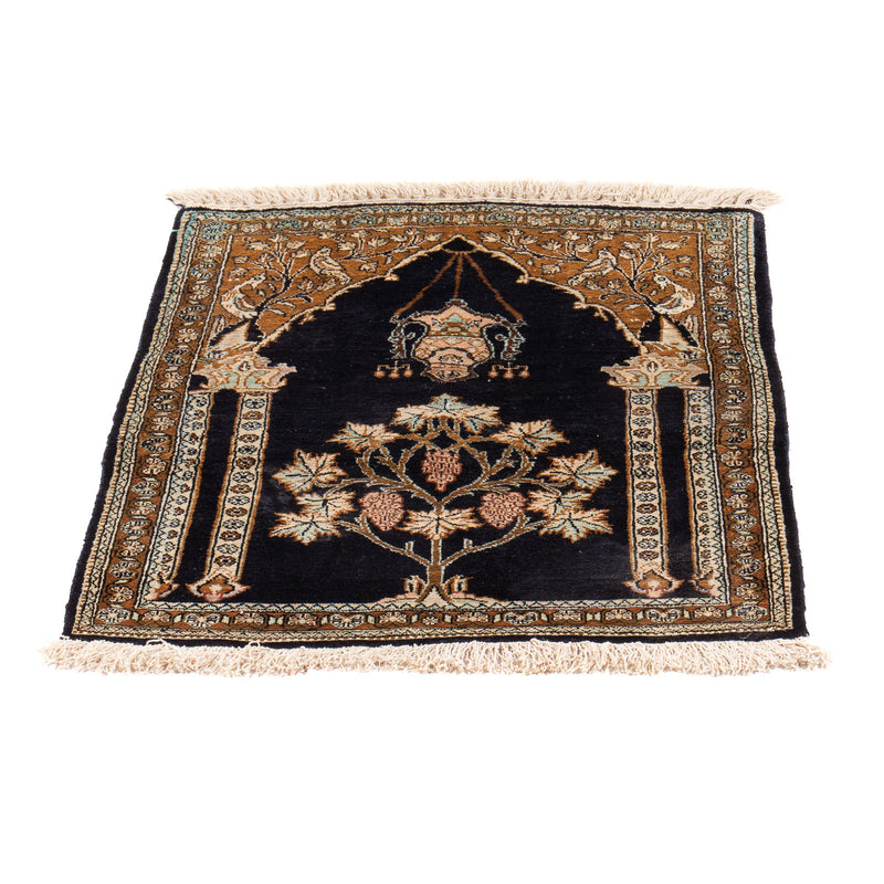 Ghom - Seide Teppich 57x72cm - Perserteppich - dunkelblau