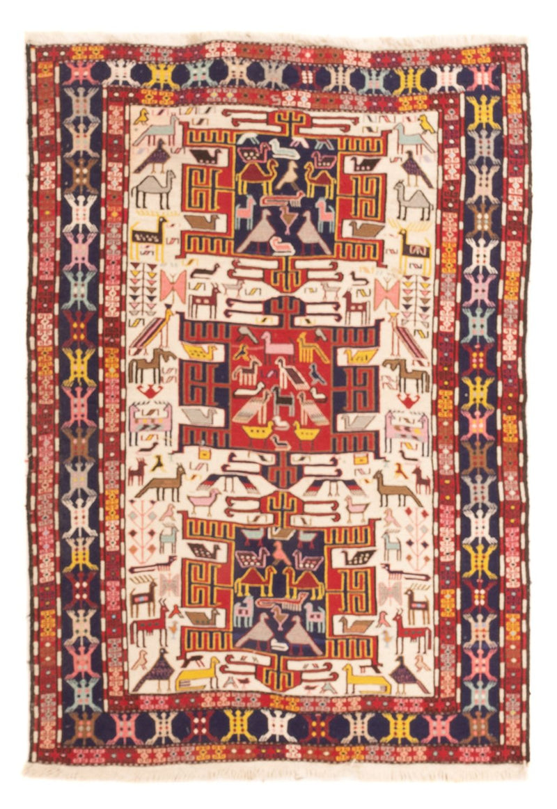 Kelim Seide Teppich 109x135cm - mehrfarbig