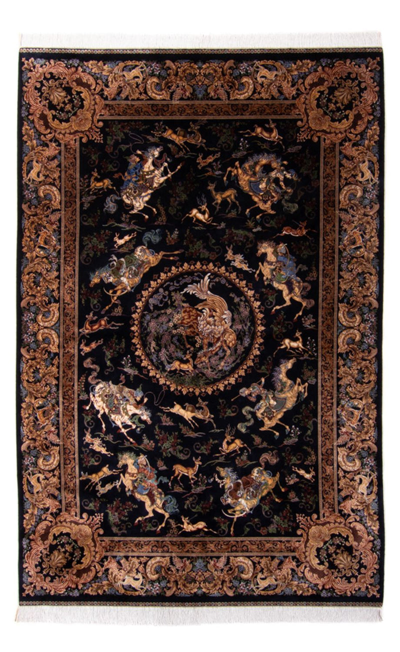 Ghom Teppich 150x230cm - Perserteppich - dunkelblau