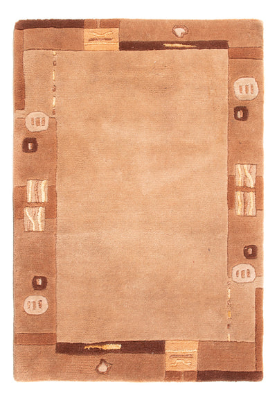 Nepal Teppich 60x90cm - Wollteppich - dunkelbeige