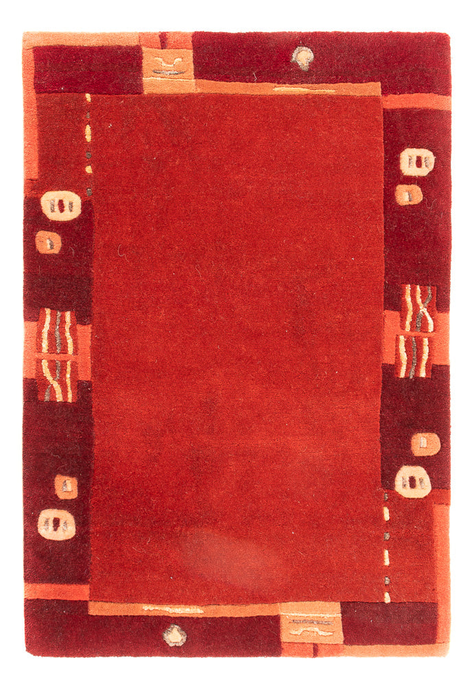 Nepal Teppich 60x90cm - Wollteppich - rot