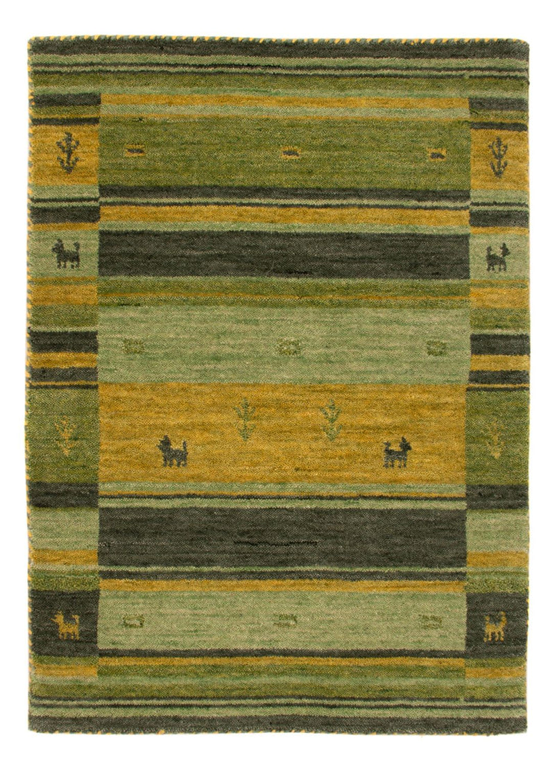 Gabbeh Teppich Softy 60x90cm - Wollteppich - grün