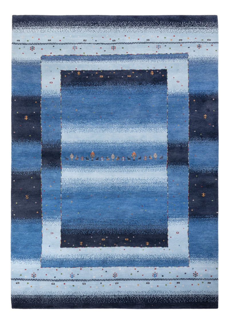 Indo Loribaft Teppich 169x243cm - Wollteppich - blau