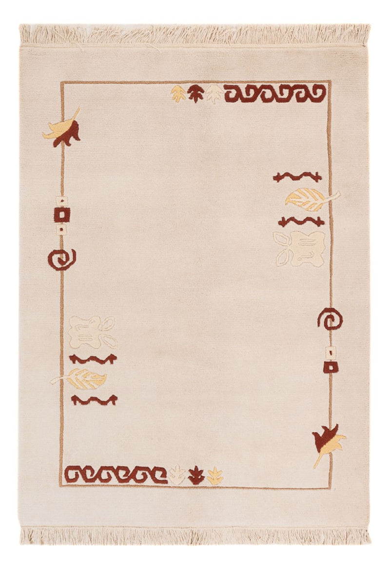 Nepal Teppich 120x180cm - Wollteppich - hellbeige