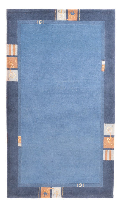 Nepal Teppich 90x160cm - Wollteppich - blau
