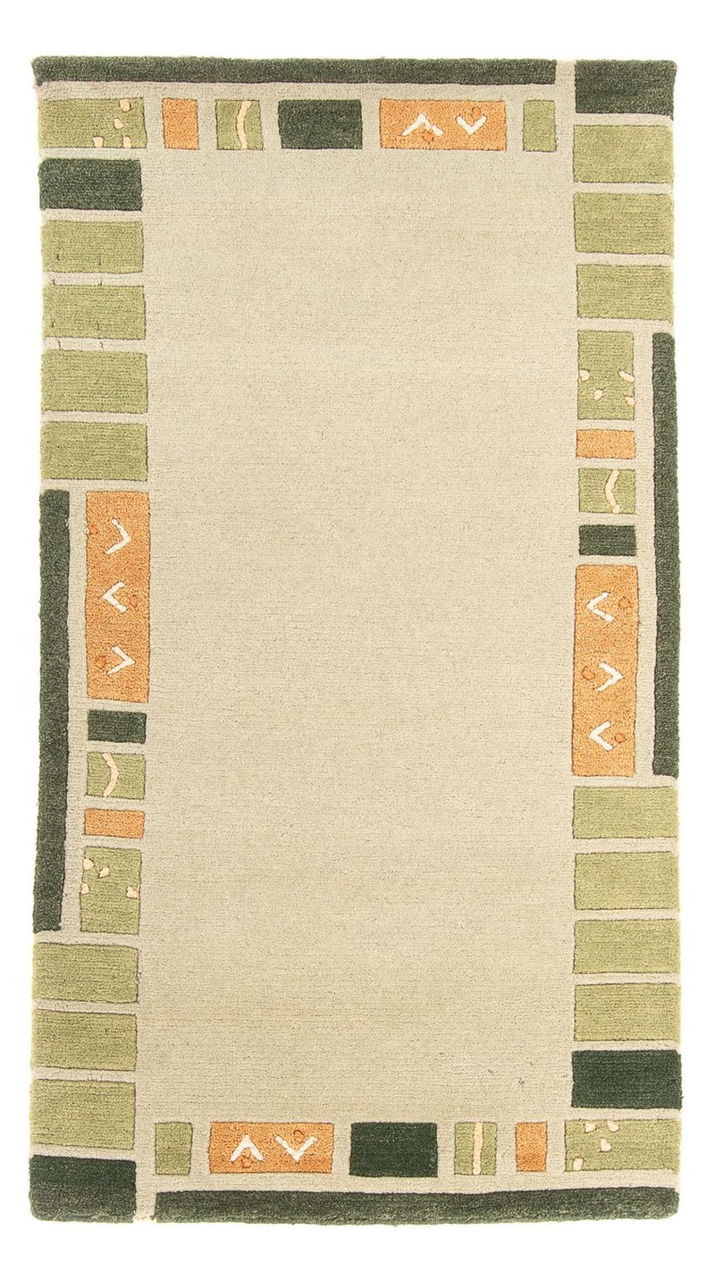 Nepal Teppich 70x140cm - Wollteppich - olivgrün