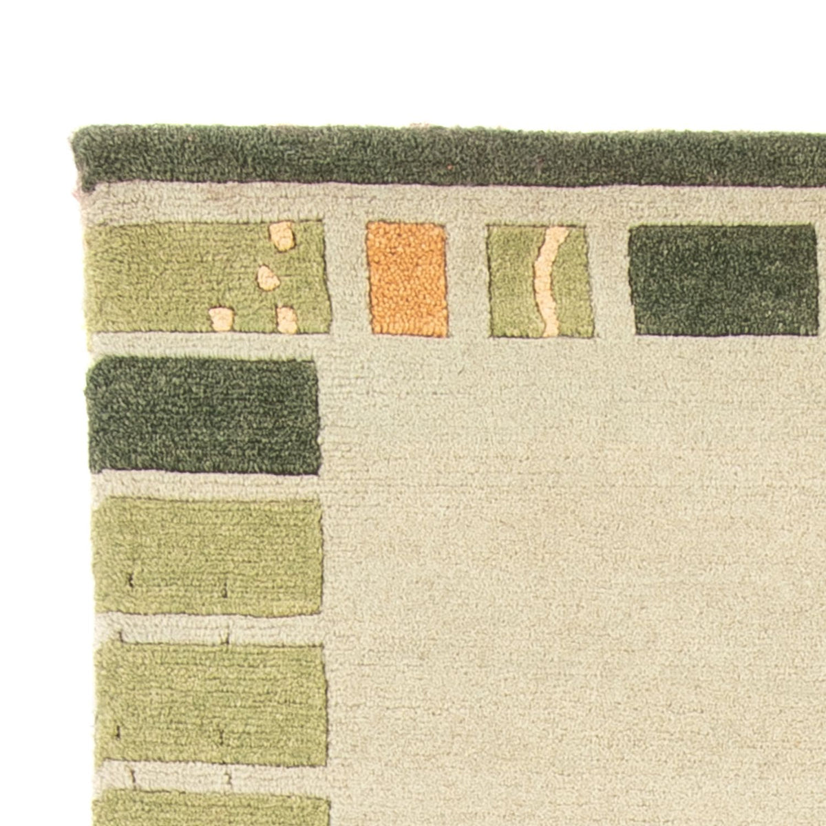 Nepal Teppich 70x140cm - Wollteppich - olivgrün