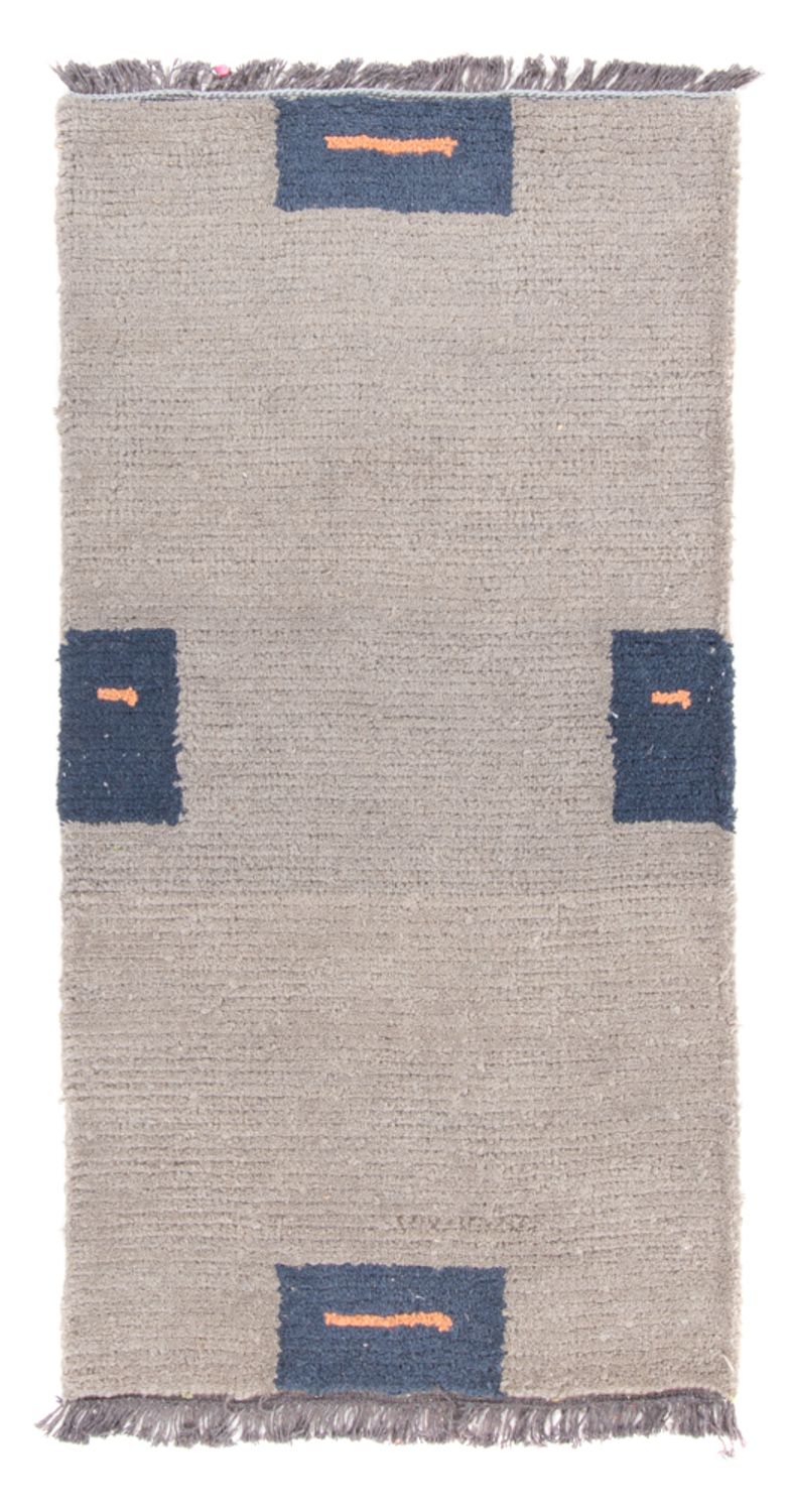Nepal Teppich 70x140cm - Wollteppich - grau