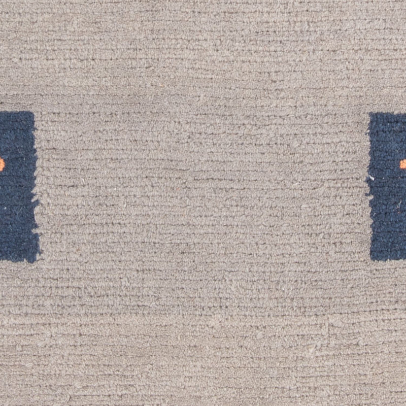 Nepal Teppich 70x140cm - Wollteppich - grau