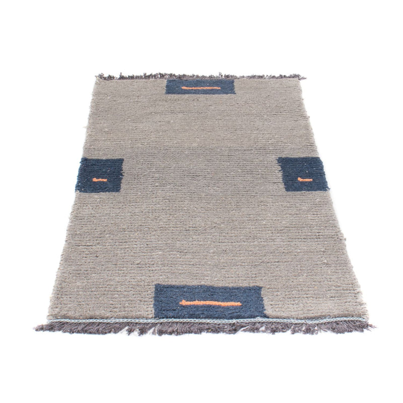 Nepal Teppich 70x140cm - Wollteppich - grau