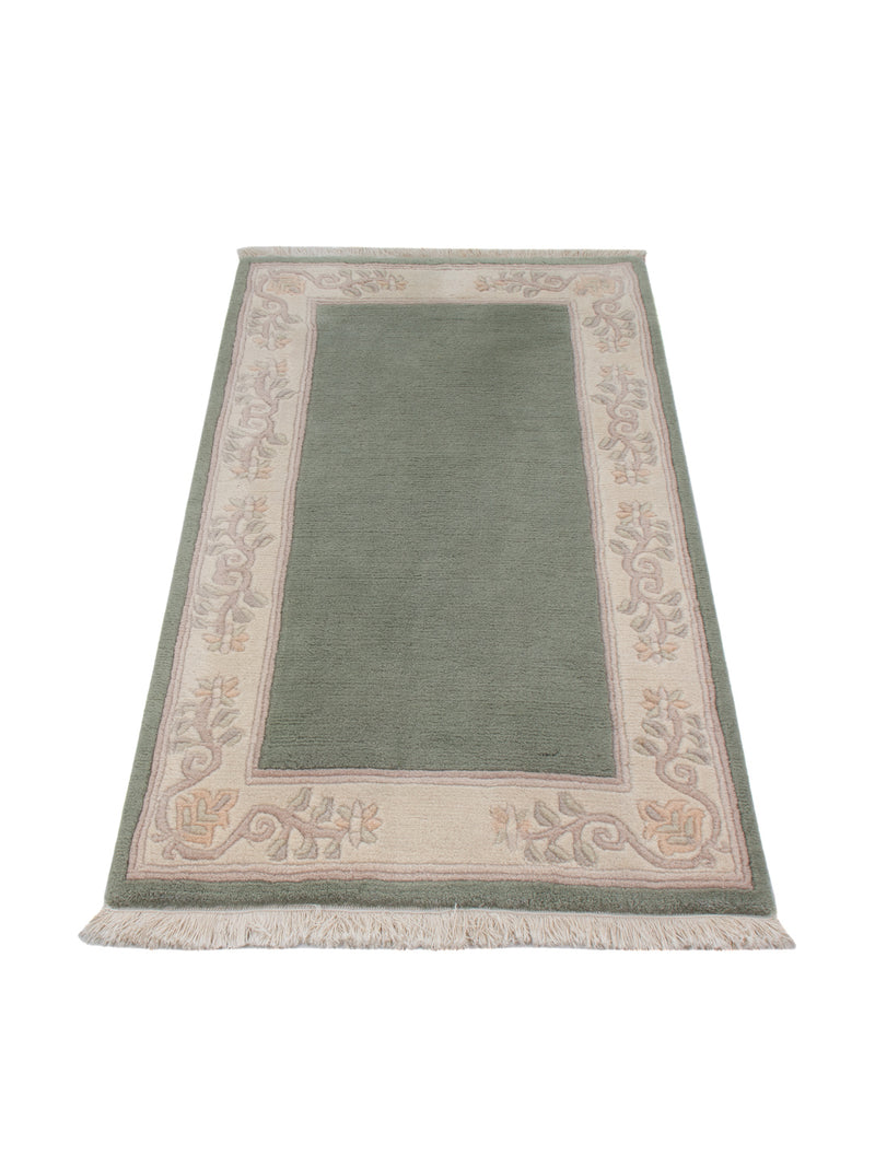 China Teppich 70x140cm - Orientteppich - olivgrün