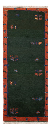 Gabbeh Teppich Indus 75x200cm - Wollteppich - dunkelgrün – product image