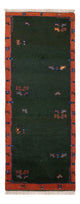 Gabbeh Teppich Indus 75x200cm - Wollteppich - dunkelgrün