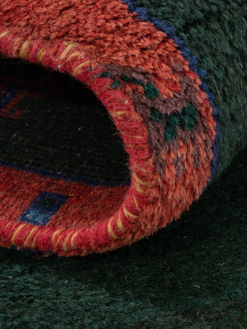Gabbeh Teppich Indus 75x200cm - Wollteppich - dunkelgrün
