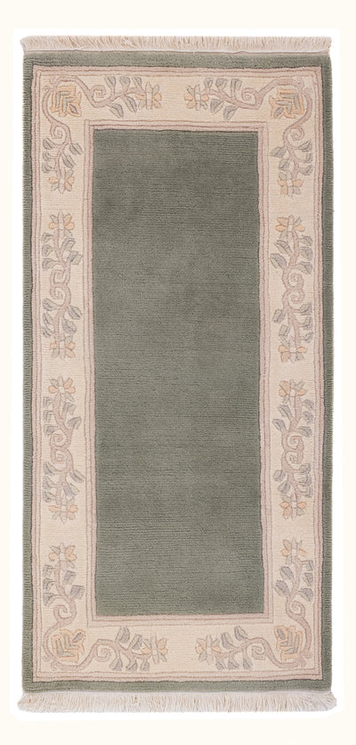 China Teppich 70x140cm - Orientteppich - olivgrün