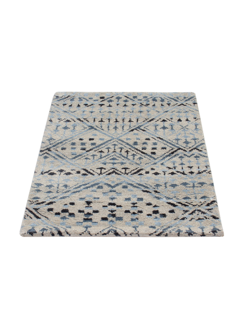 Gabbeh Teppich Indus 60x90cm - Wollteppich - hellblau