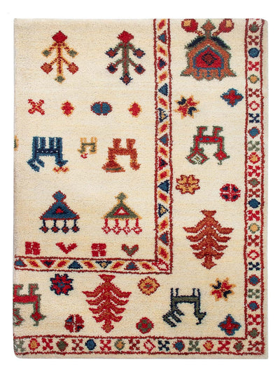 Gabbeh Teppich Indus 60x90cm - Wollteppich - beige